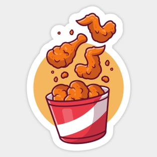 Flying Fried Chicken With Bucket Sticker